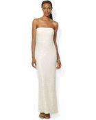 Lauren by Ralph Lauren Strapless Sequined Lace Gown - Lyst
