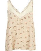 River Island Beige Floral Print Lace Strap Cami Top - Lyst