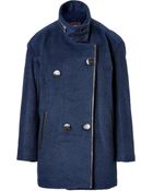 Steffen Schraut Wool Coat With Leather Trim - Lyst