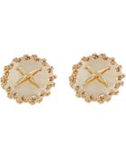 Rachel Zoe 14kt Gold X Stitched Button Earrings - Lyst