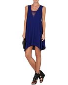 BCBGMAXAZRIA Lace Insert Sharkbite Dress - Lyst