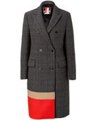 MSGM Wool Blend Colorblock Coat With Stole - Lyst