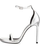 Saint Laurent Metallic Ankle-Wrap Sandal - Lyst