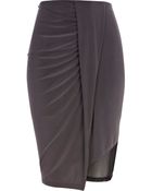 River Island Dark Grey Draped Mesh Insert Skirt - Lyst
