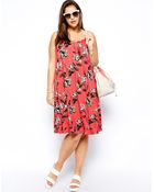Asos Curve Exclusive Cami Swing Dress in Rose Print - Lyst