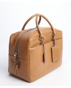 Prada Beige Calfskin Leather 'Box' Top Handle Weekender - Lyst