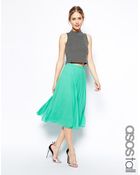 Asos Tall Pleated Midi Skirt - Lyst