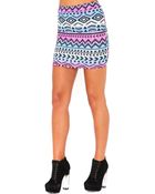 Missguided Helenah Aztec Bodycon Mini Skirt - Lyst