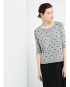 Mango Polka-Dot Wool-Blend Sweater - Lyst