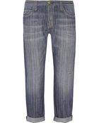 Current/Elliott The Boyfriend Striped Mid-Rise Jeans - Lyst