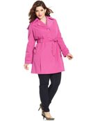London Fog Plus Size Hooded Layered-Lapel Trench Coat - Lyst