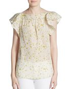 RED Valentino Floral Print Cotton & Silk Top - Lyst