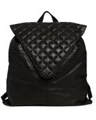 Asos Leather Backpack with Quilted Flap - Lyst