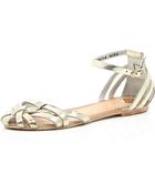 River Island Gold Leather Strappy Sandals - Lyst