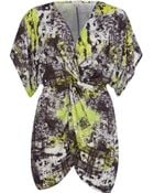 River Island Lime Abstract Print Knot Front Tunic - Lyst