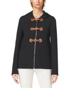 Michael Kors Hooded Crepe Toggle Coat - Lyst