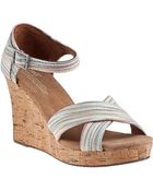 Toms Strappy Wedge Sandal Multi Stripe Fabric - Lyst