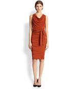 Donna Karan New York Belted Draped Dress - Lyst