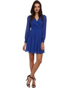 Jessica Simpson Long Sleeve V-Neck Ciffon Dress - Lyst