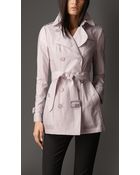 Burberry Short Cotton Silk Trench Coat - Lyst