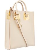 Sophie Hulme Cream Mini Leather Tote Bag - Lyst