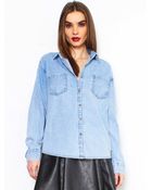 Glassworks Oversized Light Denim Shirt - Lyst