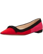 Prada Suede Tricolor Pointedtoe Ballet Flat with Bow - Lyst