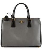 Prada Saffiano Lux Bicolor Double-zip Tote Bag - Lyst