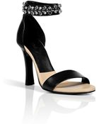 Chloé Black Leather Jeweled Ankle Strap Sandals - Lyst
