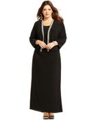 Patra Plus Size Bead-Trim Gown And Jacket - Lyst