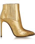 Saint Laurent Paris Metallic Leather Ankle Boots - Lyst