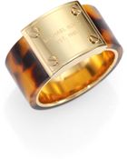 Michael Kors Tortoise-Print Plaque Ring - Lyst