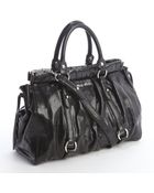 Miu Miu Black Pleated Leather Convertible Bag - Lyst