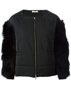 Nina Ricci Contrasting Sleeves Zipped Coat - Lyst