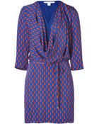 Diane von Furstenberg Blue And Orange Printed Rachel Dress - Lyst