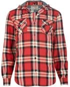 River Island Red Check Hooded Shirt - Lyst