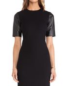 Vince Leather Sleeve Pencil Dress - Lyst
