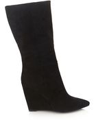 Forever 21 Faux Suede Wedge Boots - Lyst