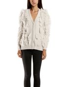 3.1 Phillip Lim Fringe Intarsia Cardigan in Platinum - Lyst