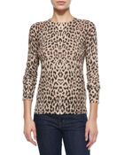 Equipment Sloane Leopard-Print Crewneck Sweater - Lyst