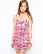 Asos Aztec Print Strappy Beach Dress - Lyst