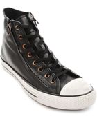 Converse All Star Hi Leather Double Zip Black Sneakers - Lyst