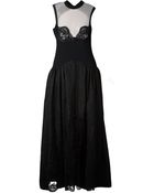 Alessandra Rich Lace Inserts Flared Long Dress - Lyst