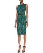 Michael Kors Printed Belted Sheath Dress - Lyst