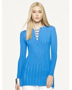 Ralph Lauren Black Label Open-Knit Lace-Up Tunic - Lyst