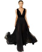 Elie Saab Silk Georgette and Velvet Dress - Lyst
