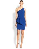 Halston Heritage Crepe One-Shoulder Peplum Dress - Lyst