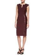 J. Mendel Leather-Paneled Sheath Dress - Lyst