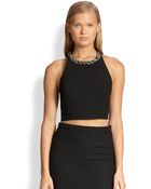 Elizabeth And James Whinnie Embellished-Neck Cropped Top - Lyst