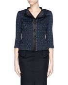 St. John Lurex Jacquard Satin Collar Jacket - Lyst